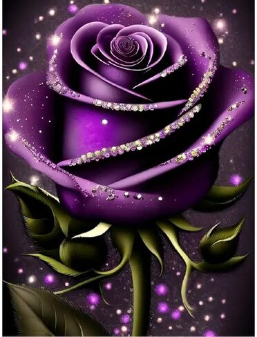 JFYHAB Rose Diamond Painting Kits for Adults,Purple Rose Diamond Art Kits for Adults,Rose Gem Art Kits for Adults DIY 5D Gem Art for Gift Home Wall Decor 16x12inch in Saudi Arabia