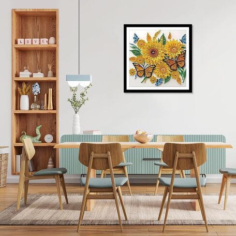 MXJSUA Diamond Art Painting Kits for Adults, 5D Special Shape Diamond Art Kits, Crystal Rhinestones Diamond Gem Art Painting for Home Wall Decoration 12×12inch, Sunflower and Butterfly in Saudi Arabia