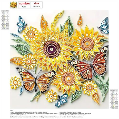 MXJSUA Diamond Art Painting Kits for Adults, 5D Special Shape Diamond Art Kits, Crystal Rhinestones Diamond Gem Art Painting for Home Wall Decoration 12×12inch, Sunflower and Butterfly in Saudi Arabia