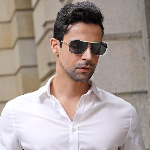 YuJian Aviator Sunglasses for Men Women UV400 Protection Trendy Square Sun Glasses Retro Driving Shades in Saudi Arabia