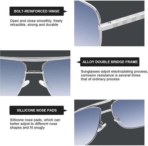 YuJian Aviator Sunglasses for Men Women UV400 Protection Trendy Square Sun Glasses Retro Driving Shades in Saudi Arabia