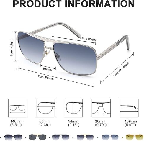 YuJian Aviator Sunglasses for Men Women UV400 Protection Trendy Square Sun Glasses Retro Driving Shades in Saudi Arabia