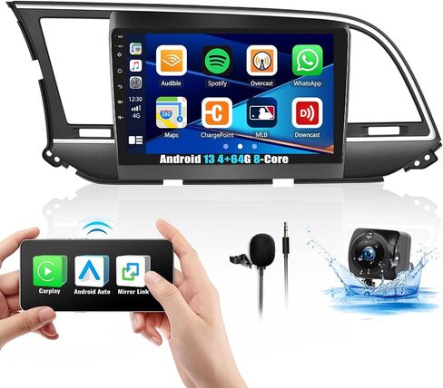 ستيريو سيارة 4+64G 8-Core Android 13 لسيارة Hyundai Elantra (AD) 2016-2018 مع CarPlay Android Auto، شاشة لمس IPS مقاس 9 بوصات مع وصلة WiFi Mirror Link GPS Bluetooth FM RDS DSP 32EQ SWC + كاميرا احتياطية in Saudi Arabia
