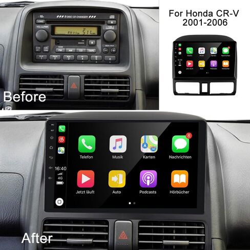 Android 13 لراديو Honda CRV 2001-2006 مع Carplay اللاسلكي وAndroid Auto، ذاكرة وصول عشوائي 4 جيجابايت + ذاكرة تخزين داخلية 64 جيجابايت 9 شاشة لمس ستيريو للسيارة مع نظام تحديد المواقع واي فاي وبلوتوث FM وكاميرا احتياطية SWC in Kuwait