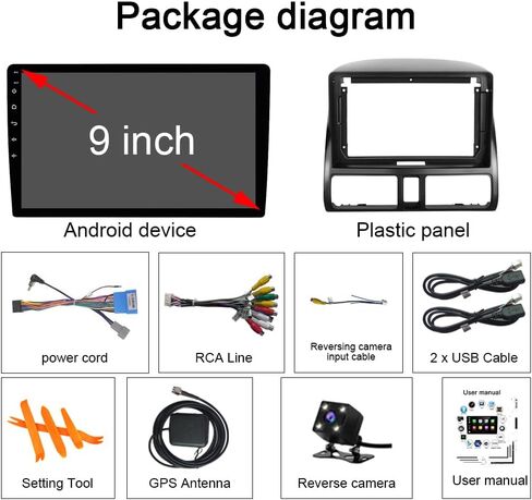 Android 13 لراديو Honda CRV 2001-2006 مع Carplay اللاسلكي وAndroid Auto، ذاكرة وصول عشوائي 4 جيجابايت + ذاكرة تخزين داخلية 64 جيجابايت 9 شاشة لمس ستيريو للسيارة مع نظام تحديد المواقع واي فاي وبلوتوث FM وكاميرا احتياطية SWC in Kuwait