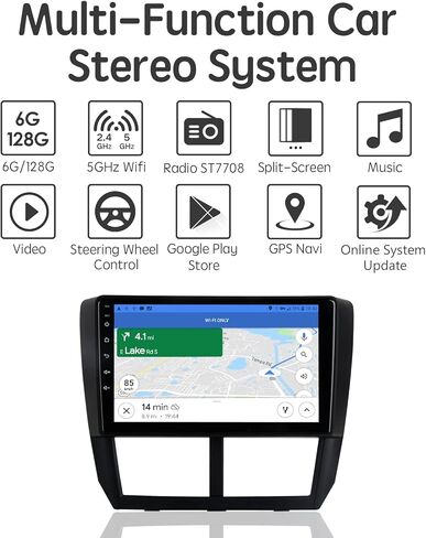 ستيريو سيارة بشاشة لمس واحدة Din مع بلوتوث 5.0 لسيارة Subaru Forester WRX Sti Impreza 2016 2017 2018، Android 10.0 راديو السيارة 4GB 32GB Dsp 1280x720p يدعم وصلة المرآة GPS للملاحة WiFi in Kuwait