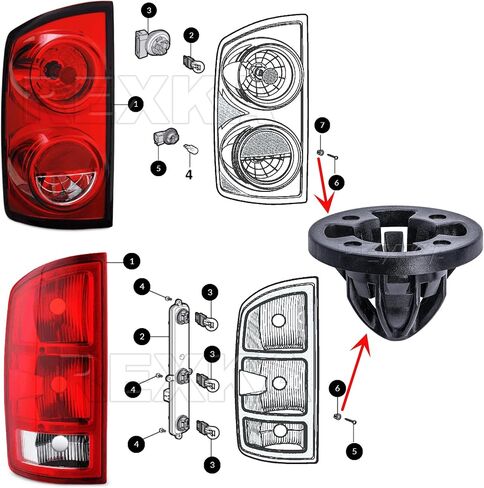 Rexka 15pcs Taillight Lamp Retainer Clip Fastener Assembly Grommets 68084593AA for Dodge Ram Truck Pick-Ups RAM 1500 2500 3500 2007 08 09 10 11 12 13 Dodge Durango 2006 in Saudi Arabia