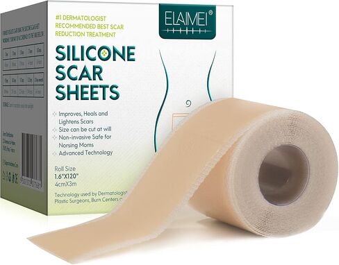 Silicone Scar Sheets (1.6" x 120"Roll-3M), Silicone Scar Tape Roll, Scar Silicone Strips, Reusable, Professional Scar Removal Sheets for C-Section, Surgery, Burn, Keloid, Acne et in Saudi Arabia