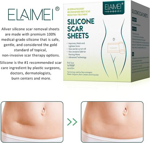 Silicone Scar Sheets (1.6" x 120"Roll-3M), Silicone Scar Tape Roll, Scar Silicone Strips, Reusable, Professional Scar Removal Sheets for C-Section, Surgery, Burn, Keloid, Acne et in Saudi Arabia