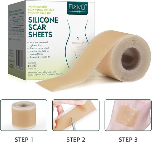 Silicone Scar Sheets (1.6" x 120"Roll-3M), Silicone Scar Tape Roll, Scar Silicone Strips, Reusable, Professional Scar Removal Sheets for C-Section, Surgery, Burn, Keloid, Acne et in Saudi Arabia