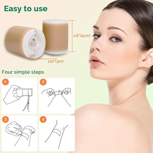 أوراق ندبات السيليكون (1.6 بوصة × 120 بوصة - 3 متر) شريط إزالة الندبات السيليكون القابل لإعادة الاستخدام من الدرجة الطبية الاحترافية للندبات الجراحية، القسم القيصري، الجراحة، الحروق، الجدرة، حب الشباب in Kuwait