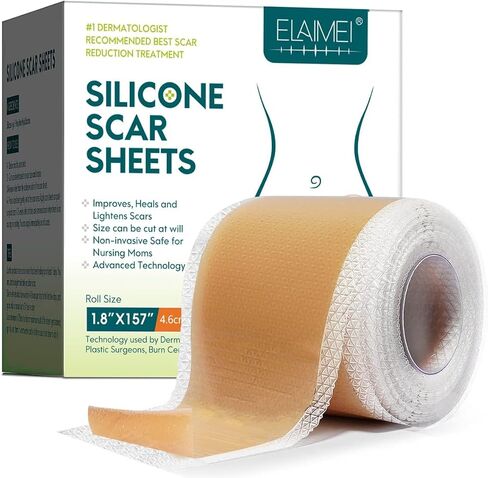 Silicone Scar Sheets(1.57" x 118"Inch - 3M),Scar Away Scar Tape, Scar Strips, Reusable, Professional Scar Removal Sheets for C-Section, Surgery, Burn, Keloid, Acne et, Scar Patch. in Saudi Arabia