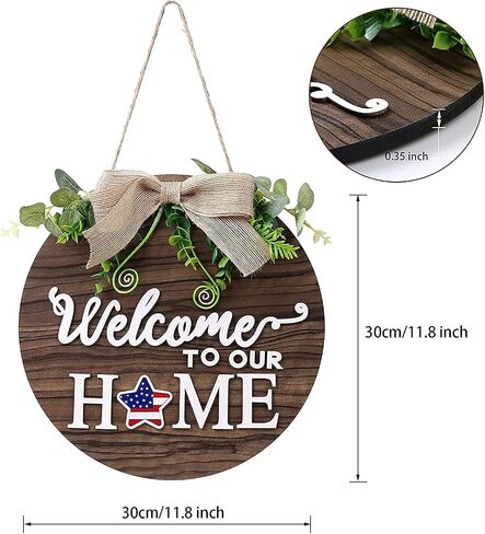 Wooden Seasonal Holiday Welcome Sign for Front Door Decor -14 Holiday Interchangeable Icons- Rustic Wall Hanging Porch Decorations For Farmhouse Outdoor, Independence Day,Housewarming Gifts in Saudi Arabia