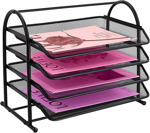 3 Tier Stackable Desktop Document, Mesh Letter Trays for Desk Organization - Letters Documents, Mail, Files, Paper for Desk Organizer, Black (3 Tier) in Saudi Arabia