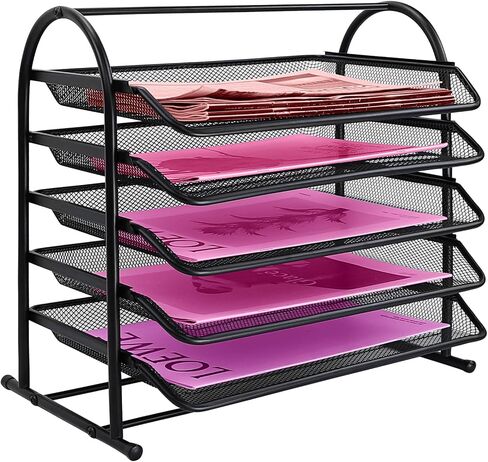 3 Tier Stackable Desktop Document, Mesh Letter Trays for Desk Organization - Letters Documents, Mail, Files, Paper for Desk Organizer, Black (3 Tier) in Saudi Arabia
