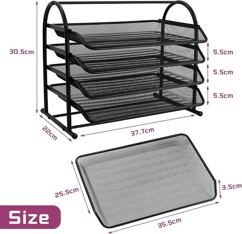 3 Tier Stackable Desktop Document, Mesh Letter Trays for Desk Organization - Letters Documents, Mail, Files, Paper for Desk Organizer, Black (3 Tier) in Saudi Arabia
