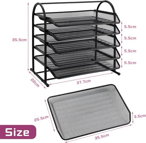 3 Tier Stackable Desktop Document, Mesh Letter Trays for Desk Organization - Letters Documents, Mail, Files, Paper for Desk Organizer, Black (3 Tier) in Saudi Arabia