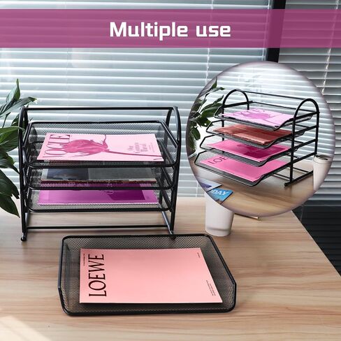 3 Tier Stackable Desktop Document, Mesh Letter Trays for Desk Organization - Letters Documents, Mail, Files, Paper for Desk Organizer, Black (3 Tier) in Saudi Arabia