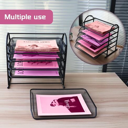 3 Tier Stackable Desktop Document, Mesh Letter Trays for Desk Organization - Letters Documents, Mail, Files, Paper for Desk Organizer, Black (3 Tier) in Saudi Arabia