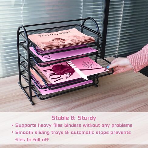 3 Tier Stackable Desktop Document, Mesh Letter Trays for Desk Organization - Letters Documents, Mail, Files, Paper for Desk Organizer, Black (3 Tier) in Saudi Arabia