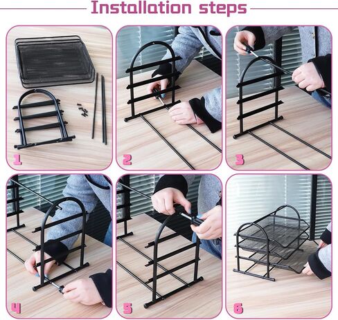 3 Tier Stackable Desktop Document, Mesh Letter Trays for Desk Organization - Letters Documents, Mail, Files, Paper for Desk Organizer, Black (3 Tier) in Saudi Arabia