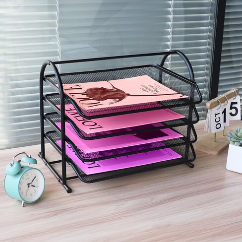 3 Tier Stackable Desktop Document, Mesh Letter Trays for Desk Organization - Letters Documents, Mail, Files, Paper for Desk Organizer, Black (3 Tier) in Saudi Arabia