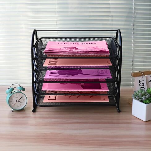 3 Tier Stackable Desktop Document, Mesh Letter Trays for Desk Organization - Letters Documents, Mail, Files, Paper for Desk Organizer, Black (3 Tier) in Saudi Arabia