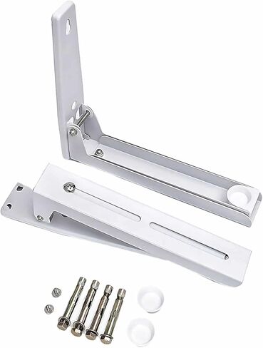 دعامة تثبيت بالميكروويف، قابلة لإعادة التتبع وقابلة للطي لفرن الميكروويف، حامل حامل مثبت على الحائط لإكسسوارات المطبخ المنزلية، أبيض in Kuwait