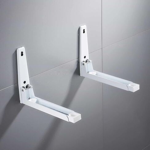 دعامة تثبيت بالميكروويف، قابلة لإعادة التتبع وقابلة للطي لفرن الميكروويف، حامل حامل مثبت على الحائط لإكسسوارات المطبخ المنزلية، أبيض in Kuwait