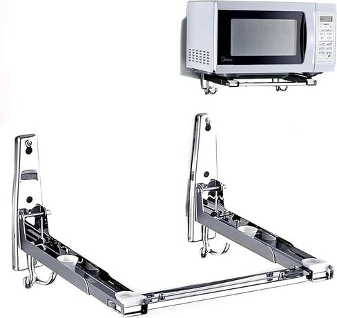Universal Microwave Oven Wall Mount Rack, 304 Stainless Steel, Heavy Duty Folding Adjustable Arms, Perfect for Saving Space, Max Load Weight 100 lbs (45kg) in Saudi Arabia
