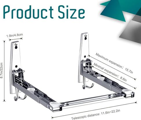 Universal Microwave Oven Wall Mount Rack, 304 Stainless Steel, Heavy Duty Folding Adjustable Arms, Perfect for Saving Space, Max Load Weight 100 lbs (45kg) in Saudi Arabia