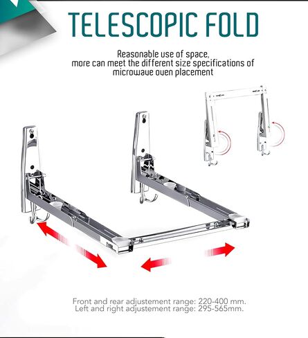 Universal Microwave Oven Wall Mount Rack, 304 Stainless Steel, Heavy Duty Folding Adjustable Arms, Perfect for Saving Space, Max Load Weight 100 lbs (45kg) in Saudi Arabia