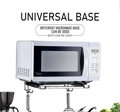 Universal Microwave Oven Wall Mount Rack, 304 Stainless Steel, Heavy Duty Folding Adjustable Arms, Perfect for Saving Space, Max Load Weight 100 lbs (45kg) in Saudi Arabia