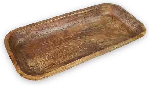 EARTH BOND Wooden Dough Bowl, Antique Reddish Brown Vintage, Long Dough Bowl Large, centrepiece bowl 19 X 8 X 3 inch (Brown) in Saudi Arabia