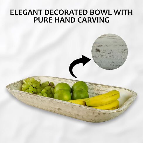 EARTH BOND Wooden Dough Bowl, Antique Reddish Brown Vintage, Long Dough Bowl Large, centrepiece bowl 19 X 8 X 3 inch (Brown) in Saudi Arabia