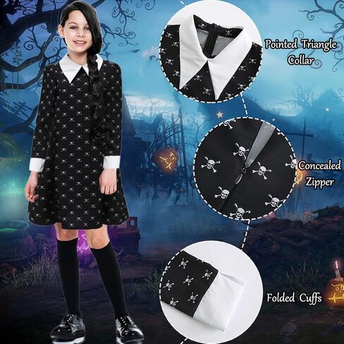 فستان تنكري للفتيات من أومبيفيل، أزياء الهالوين للأطفال مع جوارب جمجمة طويلة الأكمام للحفلات التنكرية in Kuwait