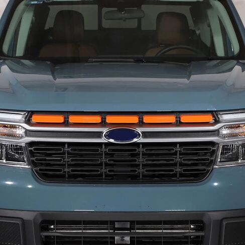 for Ford Maverick LARIAT Grille Inserts Trim Cover ABS Exterior Accessories Decoration Trim Cover 2022 2023 2024 (Carbon fiber grain) in Saudi Arabia