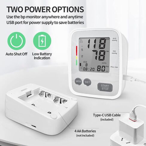 Blood Pressure Monitors for Home Use, Blood Pressure Monitor Upper Arm with Adjustable 9-17" Bp Cuff, 2x99 Memory, High Blood Pressure Machine with USB Cable(Included) and Battery in Saudi Arabia
