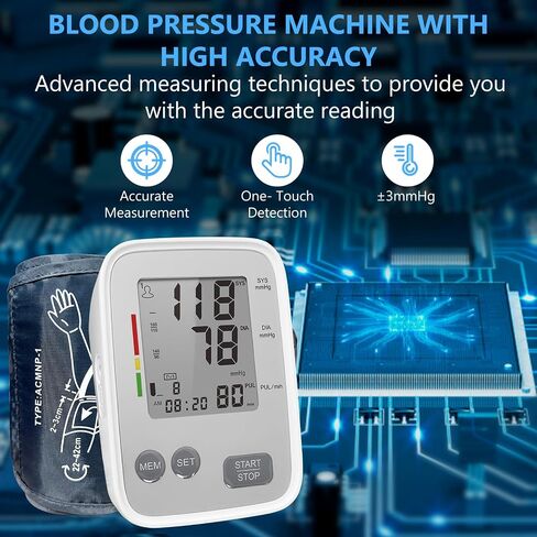 Blood Pressure Monitors for Home Use, Blood Pressure Monitor Upper Arm with Adjustable 9-17" Bp Cuff, 2x99 Memory, High Blood Pressure Machine with USB Cable(Included) and Battery in Saudi Arabia
