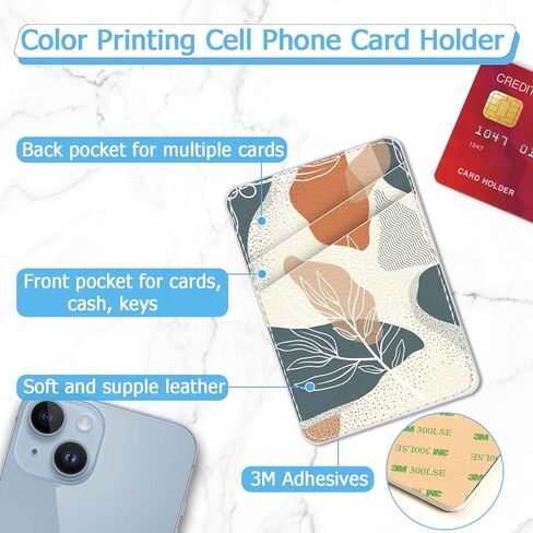 Leather Phone Card Holder Phone Wallet, Stick Back Phone Wallet Sticker Stylish Phone Case Credit Card Holder, Suitable for iPhone, Samsung, Android and Most Smart Phones.Foliage Orange in Kuwait