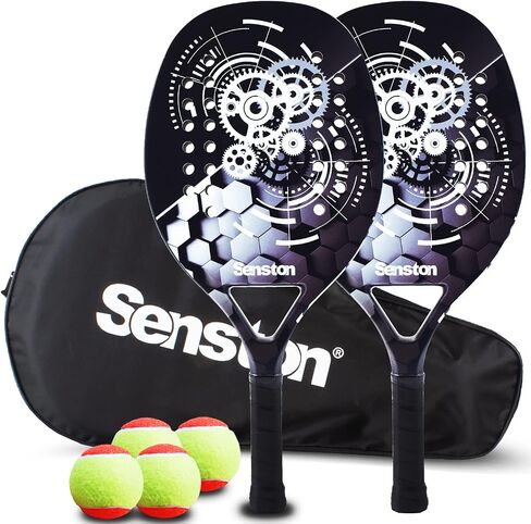 Senston Beach Tennis Racket with Ball Carbon-Fiber Surface with EVA Memory Foam Core Beach Tennis Racquets with Carry Bag for Pop Tennis Beach Tennis. in Saudi Arabia