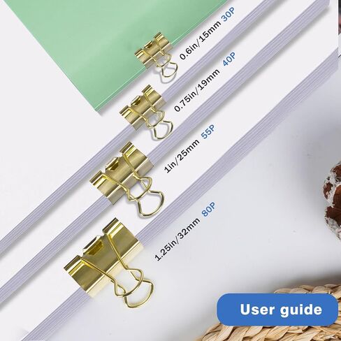 Binder Clips Paper Clamps Assorted Sizes Gold 98 PCS, Medium, Small, Mini, Micro, Metal Paper Binder Clip Binding Clip for Teachers Students Home School Office Supplies in Saudi Arabia