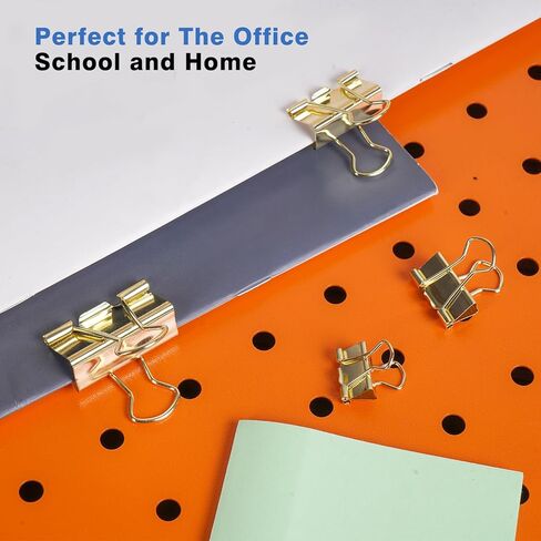 Binder Clips Paper Clamps Assorted Sizes Gold 98 PCS, Medium, Small, Mini, Micro, Metal Paper Binder Clip Binding Clip for Teachers Students Home School Office Supplies in Saudi Arabia