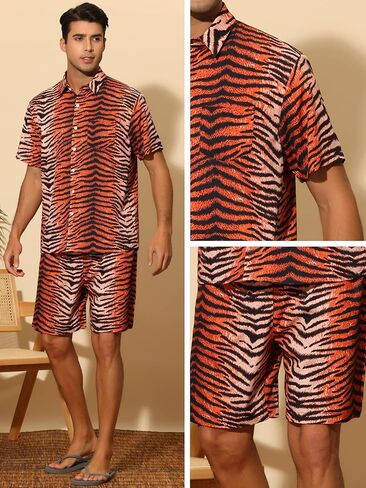 Lars Amadeus Animal Hawaiian Set for Men's Short Sleeves 2 Pieces Summer Outfit in Saudi Arabia
