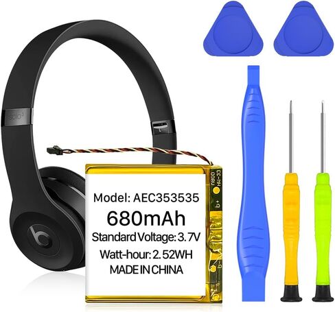 AEC353535 Battery, (2024 New Upgrade) 680mAh Ultra High Capacity Li-Polymer Replacement Battery for Beats Solo 2, Solo 3 Wireless Headphones with Professional Replacement Tool Kits in Kuwait