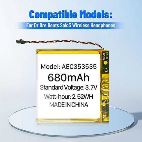 AEC353535 Battery, (2024 New Upgrade) 680mAh Ultra High Capacity Li-Polymer Replacement Battery for Beats Solo 2, Solo 3 Wireless Headphones with Professional Replacement Tool Kits in Kuwait