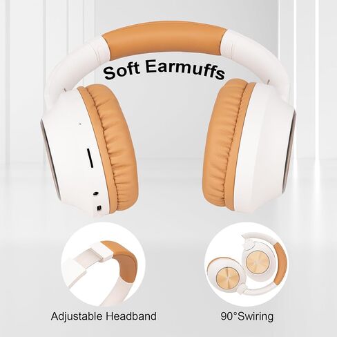 XuanGui NIA Wireless Over Ear Bluetooth Headphones with Mic, HiFi Stereo Foldable Headset with LED Lights, TF Slot, FM Radio for Office Home Cellphone PC, Brown NX400 in Saudi Arabia