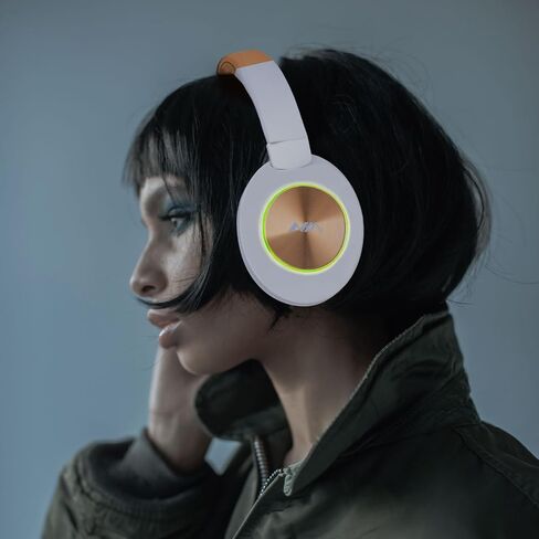 XuanGui NIA Wireless Over Ear Bluetooth Headphones with Mic, HiFi Stereo Foldable Headset with LED Lights, TF Slot, FM Radio for Office Home Cellphone PC, Brown NX400 in Saudi Arabia