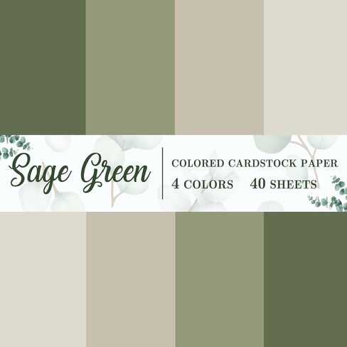 AnyDesign 40 Sheet 8.5 x 11 Inch Sage Green Thick Paper Card Stock 4 Colors Paper Cards Colored Scrapbook Paper for Prints DIY Arts Crafts Making School Office Home Supplies, 65lb in Saudi Arabia