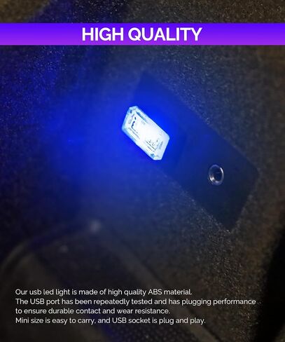 RACOONA 4 PCS Interior Led Lights for Cars,Car Interior Lights,Car Interior Atmosphere Lamp,Car Accessories Mini LED Night Light,Plug-in USB Decoration Light for Cars (Ice Blue) in Saudi Arabia